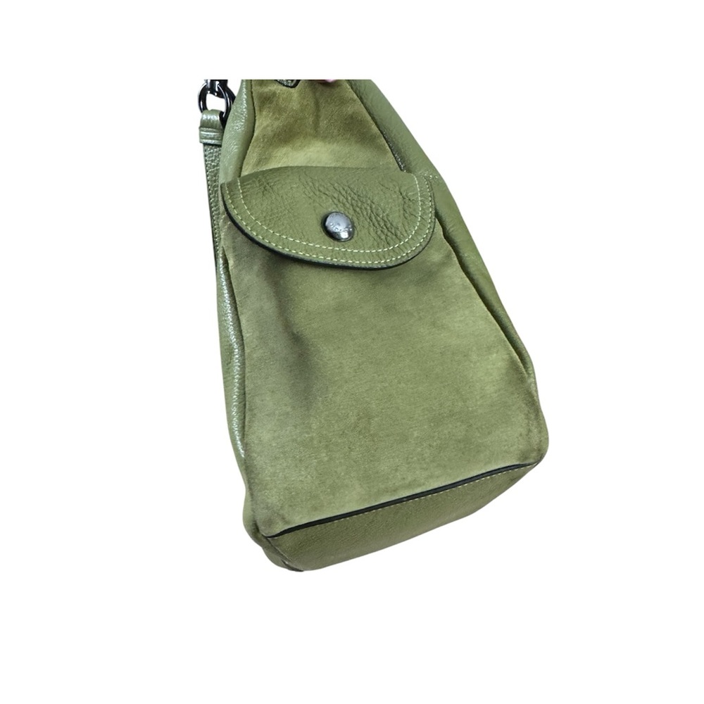 Green Leather and Suede Coach Shoulder Bag - Picture 5 of 10